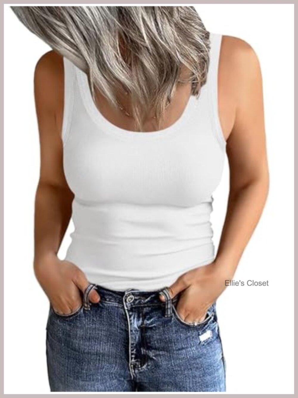 Ribbed Scoop Neck Tank Top Sleeveless Layering Casual Summer